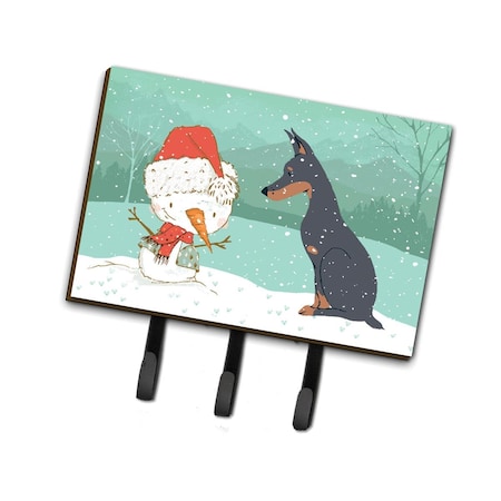 Carolines Treasures Doberman & Snowman Christmas Leash or Key Holder CK2038TH68